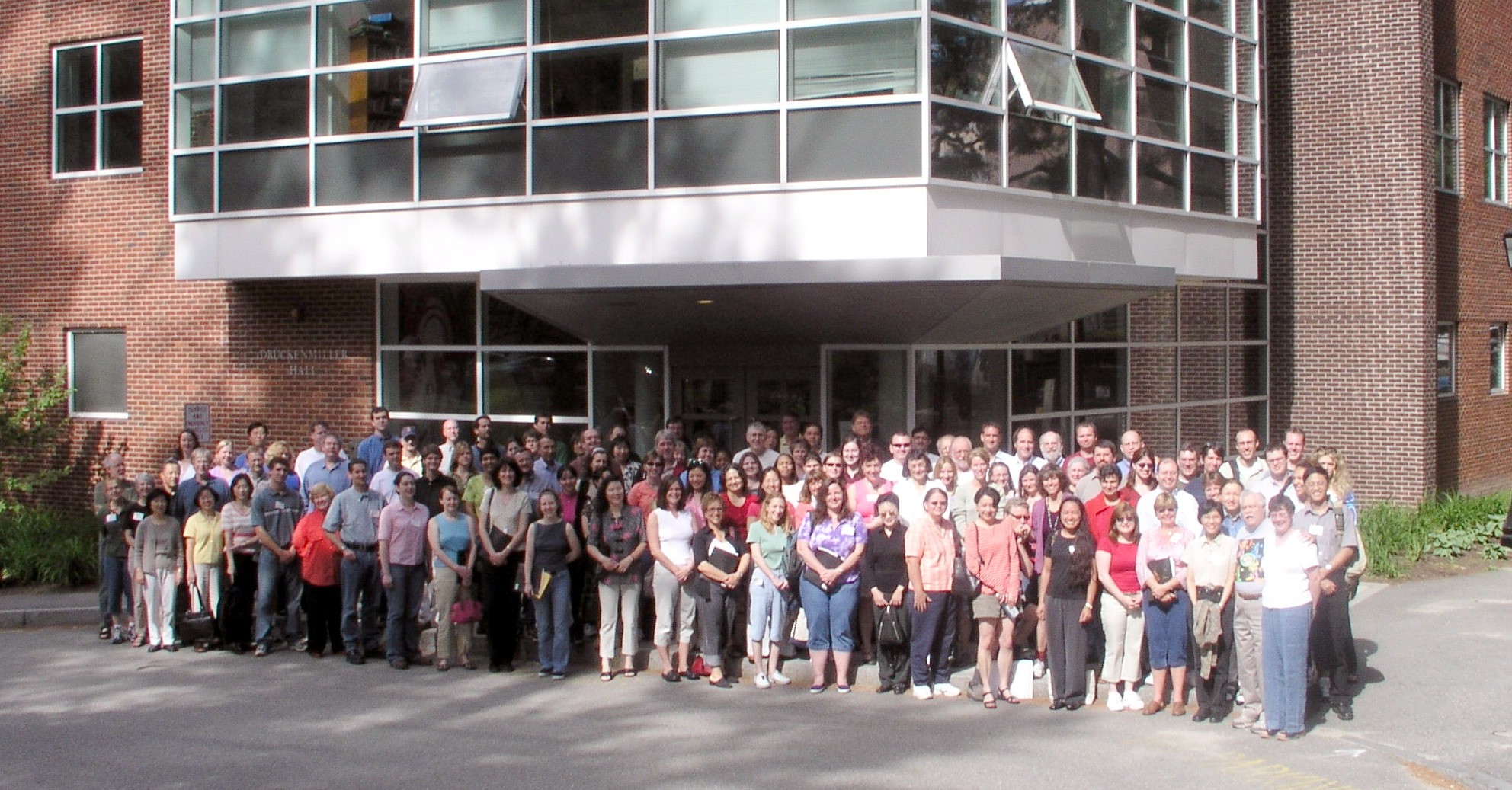Class of 2004 group photo outside Bowdoin College